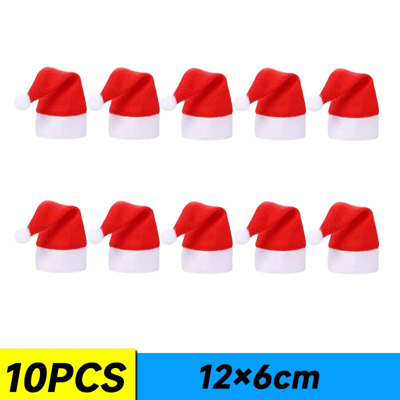 100 шт. рождественских шляп для украшения посуды, рождественская шляпа для семейной вечеринки, маленькая рождественская шляпа, держатель для вилки и ножа, сумка для новогодних подарков