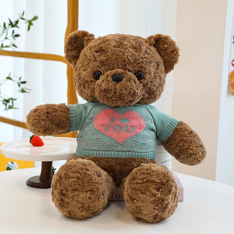 Свитер Плюшевая кукла мишка Большая игрушка для обнимания Успокаивающий мишка Коричневый мишка Подарок на День святого Валентина