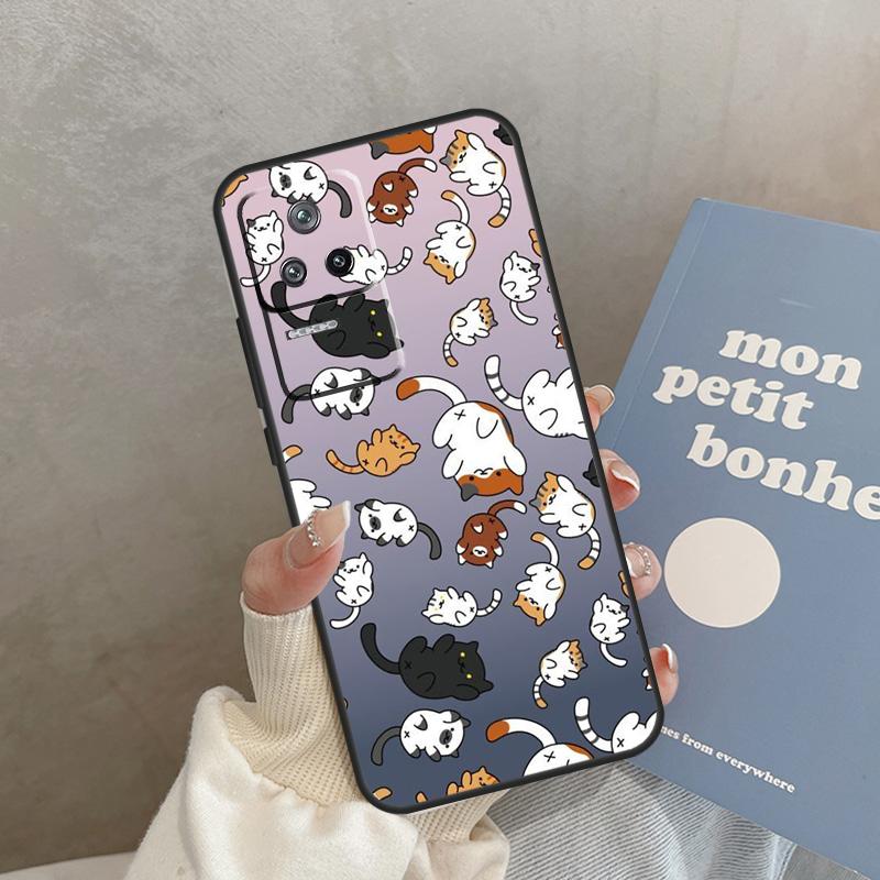 Милый Мультяшный Чехол-Кошка Для Xiaomi 15 14 Ultra 13T 14T 15T Pro 17 Pro Max POCO X7 X3 X5 X6 F5 F6 F7 F8 Pro Обложка