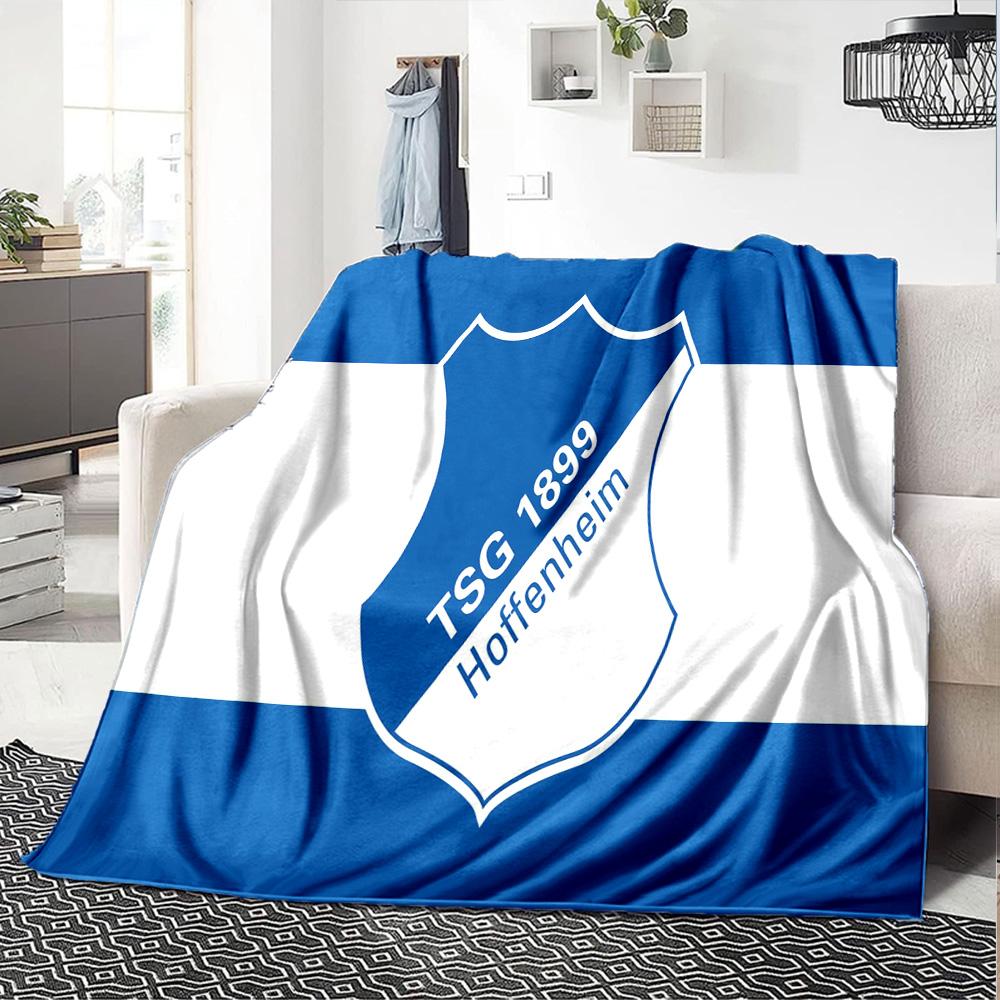 Flame And Shield Hoffenheim Flannel Blanket, Soft Polyester, Modern Design, All-Season for Camping, Travel, Gifts for holidays or birthdays