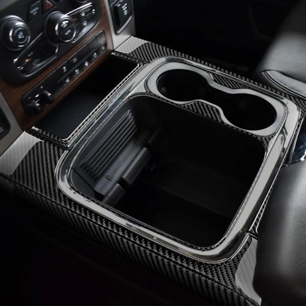 For Dodge Ram 1500 2500 3500 2016 2017 2018 Center Console Gear Shift Panel Cover Carbon Fiber Interior Trim Accessories Black OO1