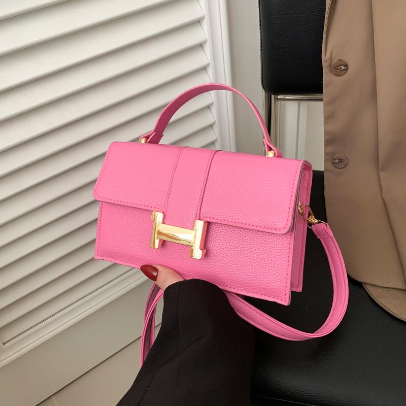 Портативная маленькая квадратная сумка с узором личи, женская, 2024, новая модная сумка через плечо, универсальная сумка-мессенджер с текстурой