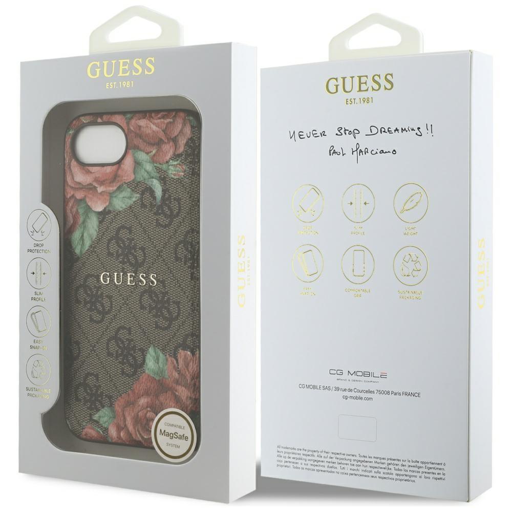 Guess 4G Flowers Print MagSafe Case for iPhone 16e / 17e Brown
