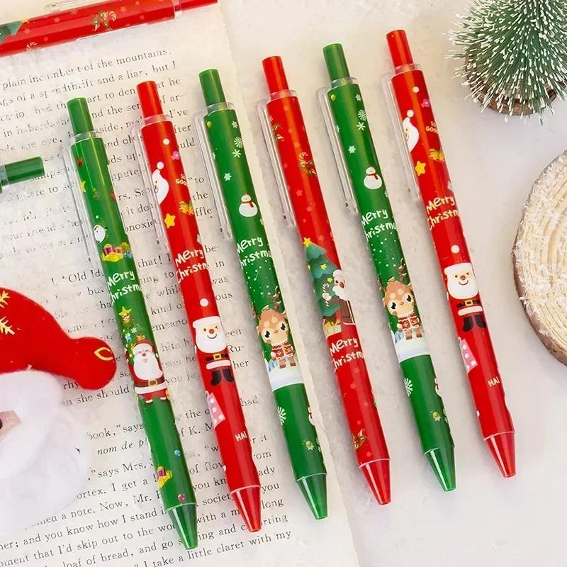 20Pc Cartoon Christmas 0.5Mm Gel Pen Cute Student Quick Dry Black Write Ink Pen High Quality Office Signature Pen Christmas Gift
