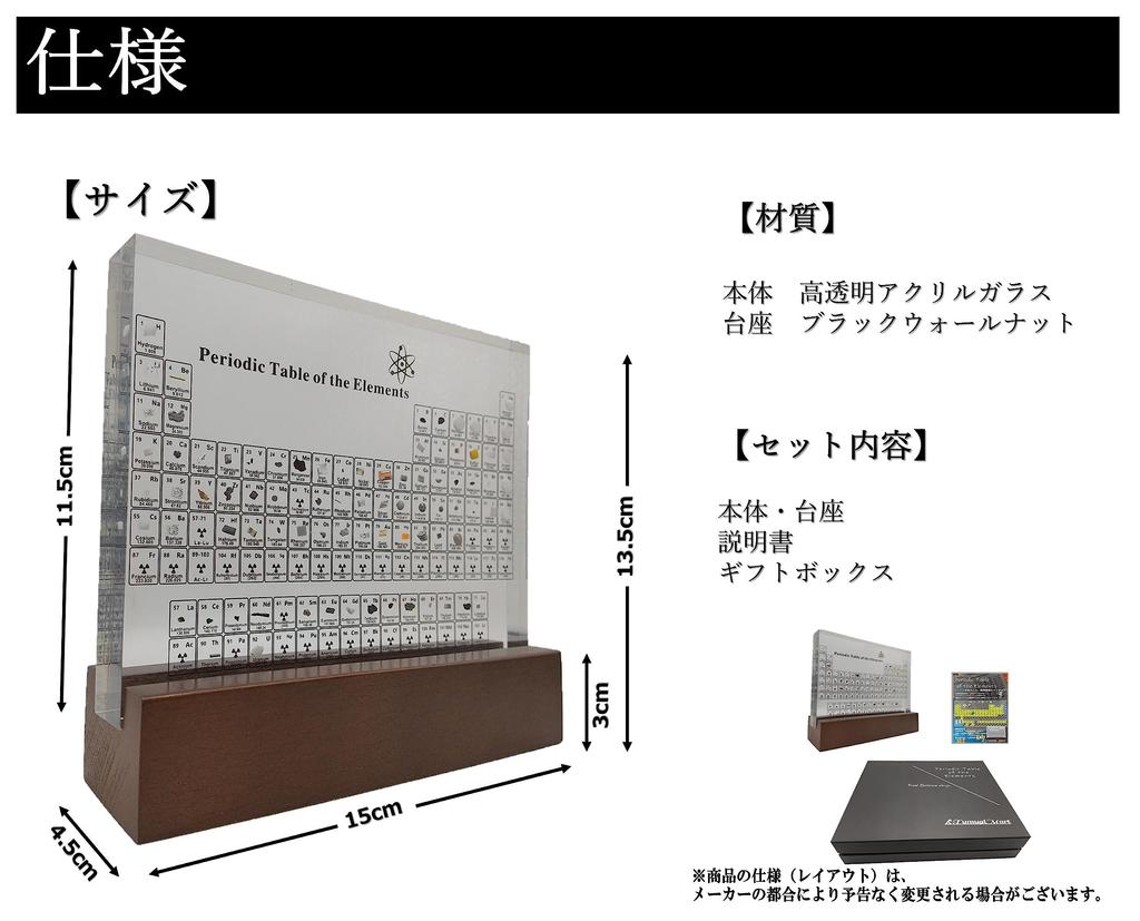 TumugiMart Периодическая таблица элементов Ореховый пьедестал Научный предмет Интерьер