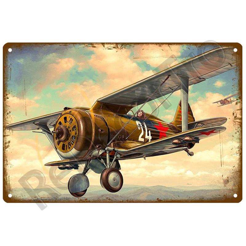 Airplane Retro Decorative House Metal Sign Plate Posters On The Wall Tin Sign Vintage Poster Decor Wall Art Room Decoration