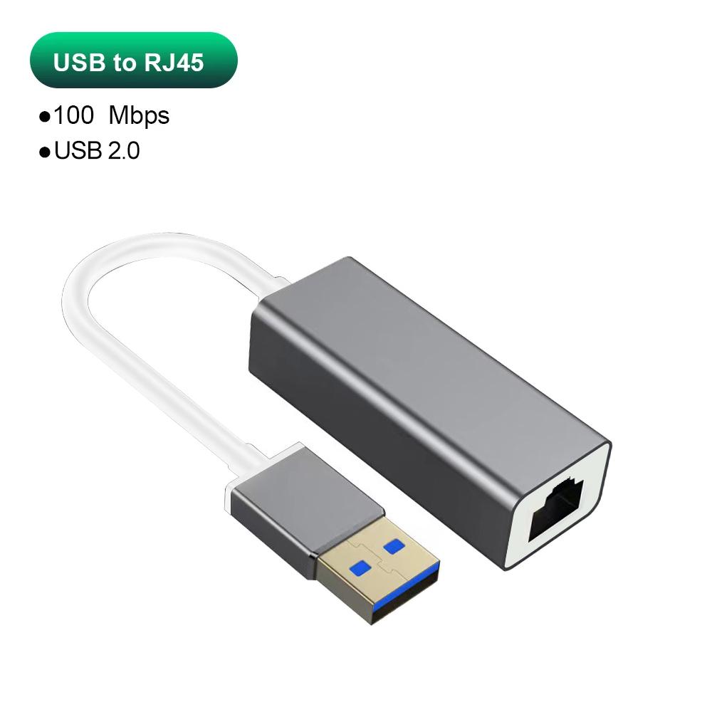 Адаптер USB Ethernet Type C к RJ45, 100 Мбит/с, Plug and Play для ПК, ноутбука, настольного компьютера