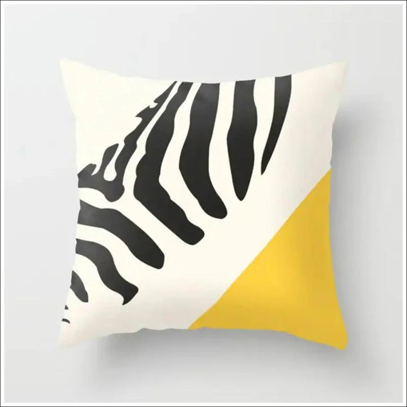 Желтый чехол для подушки с геометрическим принтом, короткая плюшевая наволочка 45*45 см, домашний стул, диван, декоративные квадратные наволочки