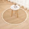 Braided Round Area Rug Vintage Cotton Rope Floor Mat with Fringe Washable Rustic Tassel Carpet for Living Room Bedroom