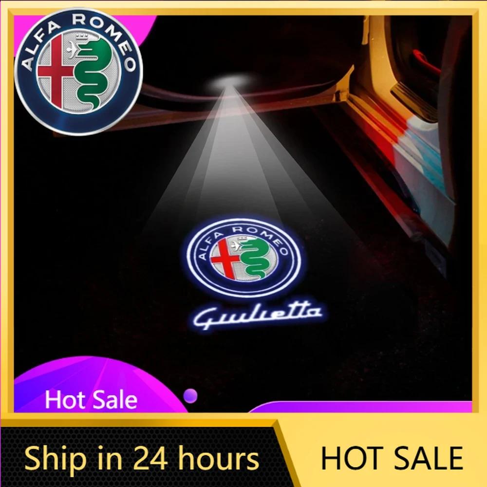 Car Stickers For Alfa Romeo 2PCS Car HD Projector Lamp Car Door Wireless Welcome Light LED Decoration Auto Accessories For Alfa
