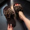 Leopard Print Plush Slippers Winter Fashion Home Slippers