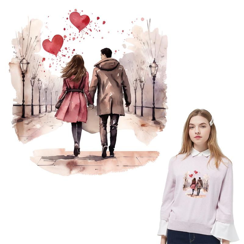 День святого Валентина Термоперенос Мужские и женские Parches Ropa Толстовки Аппликация своими руками Футболка Наклейки для одежды Термонаклейка