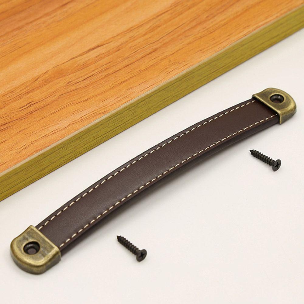 Цинк Цинковый сплав Ручка для ящика с винтами Мебельные ручки Винтажная кожаная ручка Шкаф