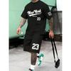 New Men's 3D Printed T-shirt Set Harajuku Fashion T-shirt Short-sleeved + Shorts Two Sets Plus Size Leisure Sports Suit
