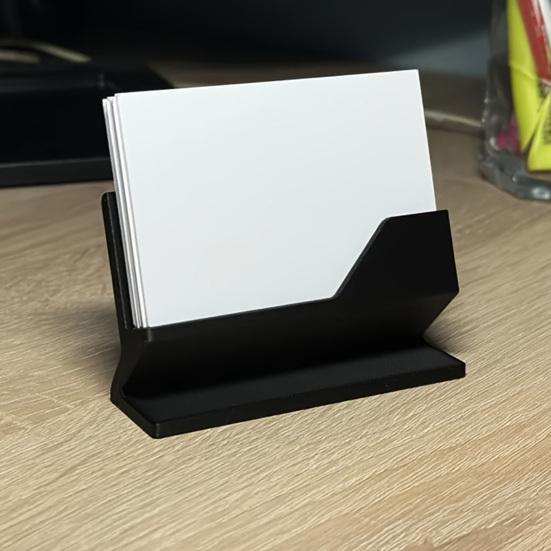 Elegant Business Card Holder Black Plastic Desk Organizer for Office Hotel Professional Name Card Display Stand