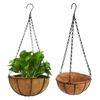 Metal Flower Basket Round Chain Hanging Basket Iron Art Planter Hanging Basket Coconut Pad Planter Stand Balcony Courtyard Decor