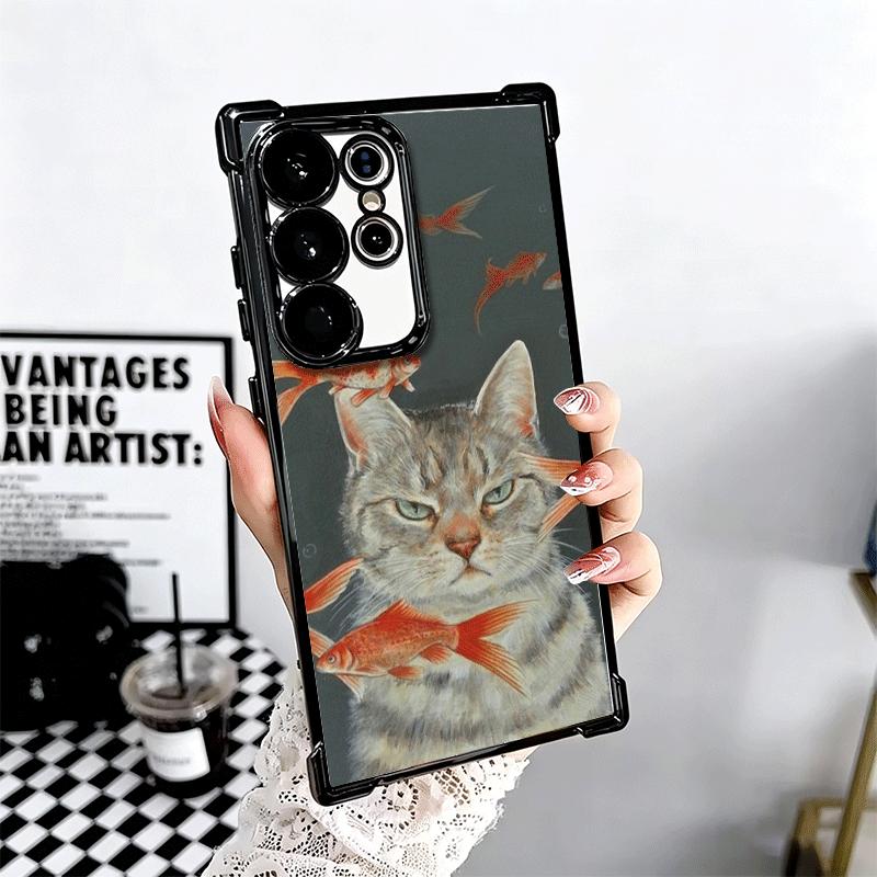 Смешные Кошки Модный Стиль Покрытие Чехол Для Телефона Для Samsung Galaxy S24 S25 FE S26 Edge S23 Ultra S22 S21 Plus S20 Защита От Падения Подушка Безопасности