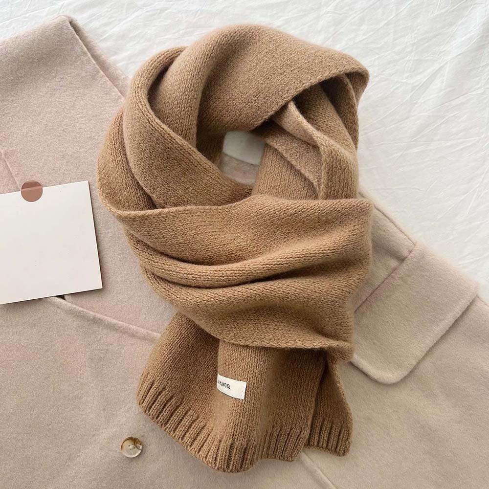 Solid Color Knitting Wool Scarf Cold-proof Winter Warmer Scarf Long Thickened Neckscarf Autumn