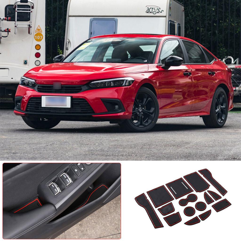 15PCS Car Door Slot Rubber Mat Non-slip Cup Liner Pad For - Honda Civic