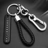Car Accessories Leather Bradied Key Chain Phone Number Plate Keyring Car Keychain Anti-lost