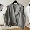 Women's Summer Solid Color Casual Thin Jacket Loose Sleeveless Pleated Vest