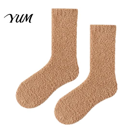 Non Slip Floor Socks for Women Coral Fleece Crew Women, Thickened Non-slip Warm Socks, Fuzzy Mid Calf Winter House Soft Plush Thermal Mittens