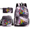 Rhythm Box Game Merchandise Student Bag Sprunki Cartoon Starry Sky Backpack Leisure Bag 3-piece Set D
