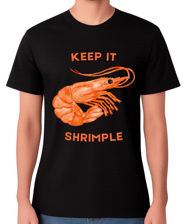 Keep It Shrimple Футболка Иллюстрация креветки Забавная игра слов про морепродукты Унисекс футболка