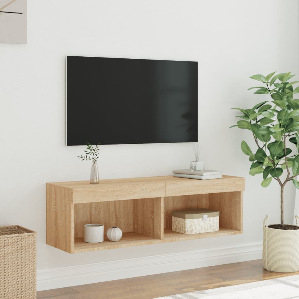TV Cabinet with LED Lights Sonoma Oak Finish 100 x 30 x 30 cm