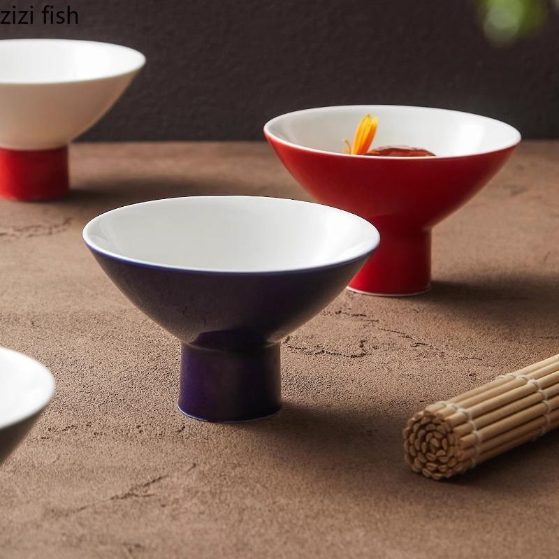 Creative Ceramic High Legged Deep Bowl Dessert Bowl Salad Bowl Snack Bowls Restaurant Molecular Cuisine Specialty Tableware