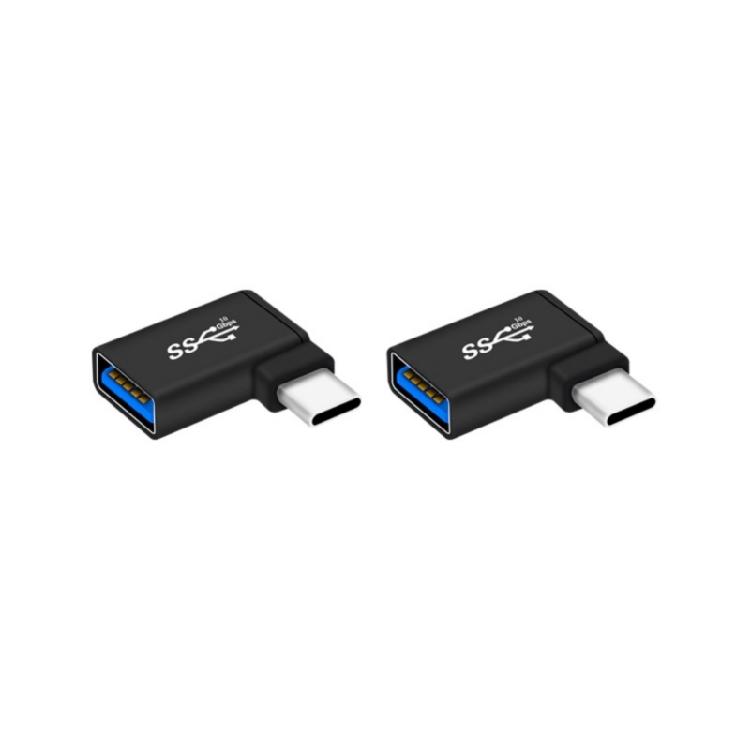 1 пара USB C на USB 3.0 адаптер, разъемы Type C под углом 90 градусов для подключения устройств и зарядки