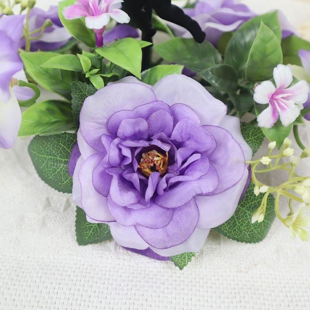 New Simulated Candlestick Wreath Silk Artificial Flowers Rhododendron Wreath Mini Candle Ring Christmas Ornament