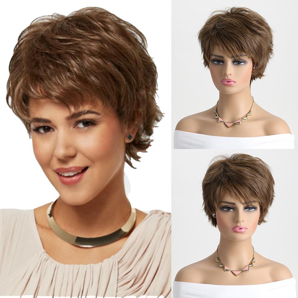 European and American Style Women's Fashion Daily Use Natural Looking Fluffy Short Straight Brown Wig