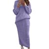 Fall Winter Lazy Wind Loose High Collar Pullover Sweater Suit Women's Solid Color Long Sleeve Knit Hip Skirt Two Piece Set