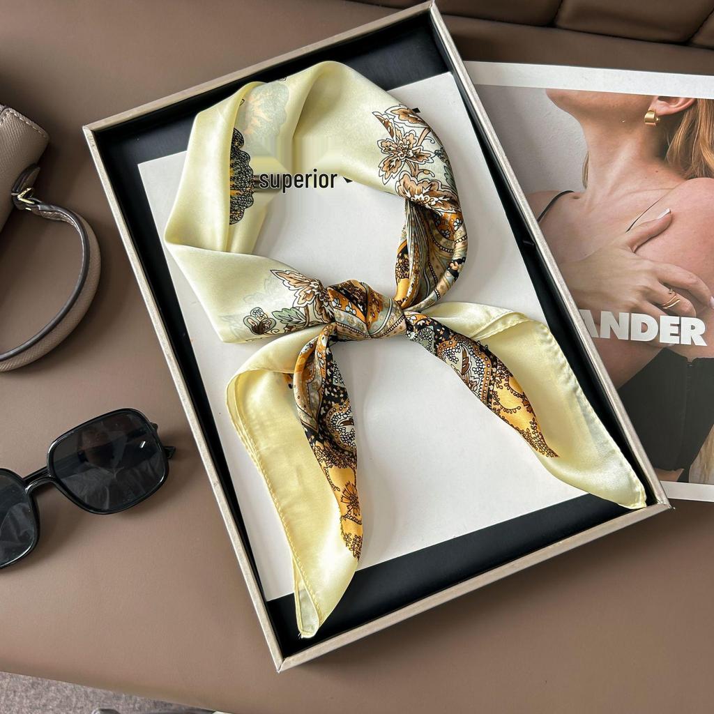 Шелковый шарф премиум-класса с принтом в корейском стиле - Универсальный модный аксессуар