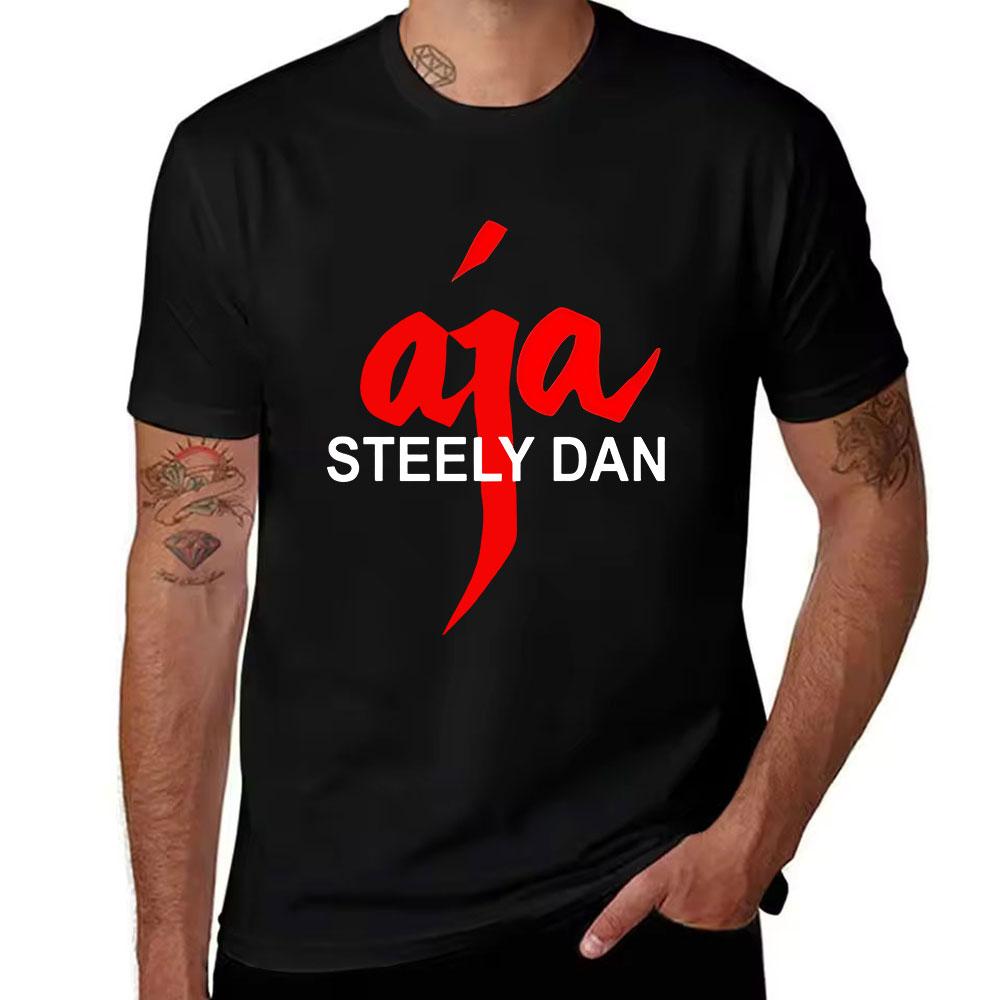 Unisexs Pure Cotton Steely Dan Aja Graphic TShirt Retro Rock Band Short Sleeve Tee for Music Fans