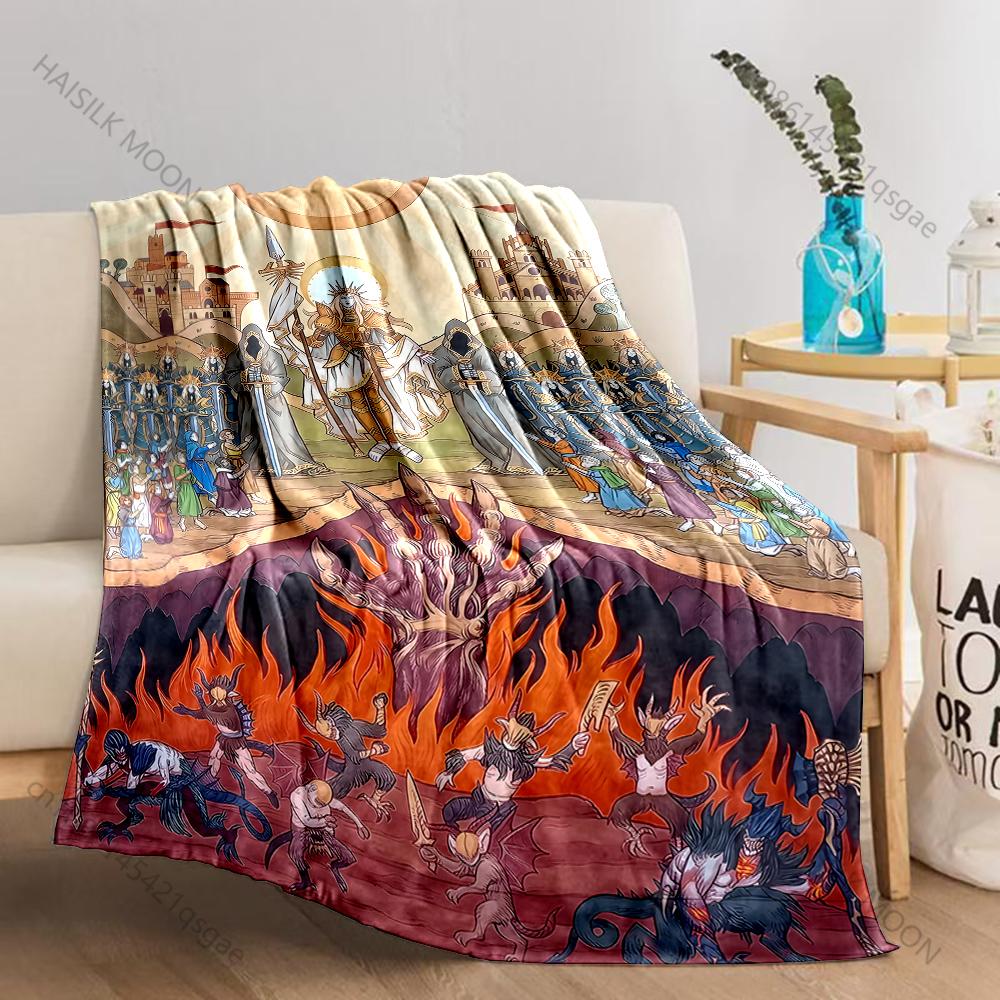 1PC Holy knight and hell demons print blanket Prayer blankets for believers suitable for home sofa camping travel car