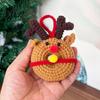Soft Yarn Keychain for Women Crochet Christmas Doughnut Keychain, Handmade Santa Claus/Reindeer/Penguin/Bear/Flower Wreath Pendant Hand Knitted