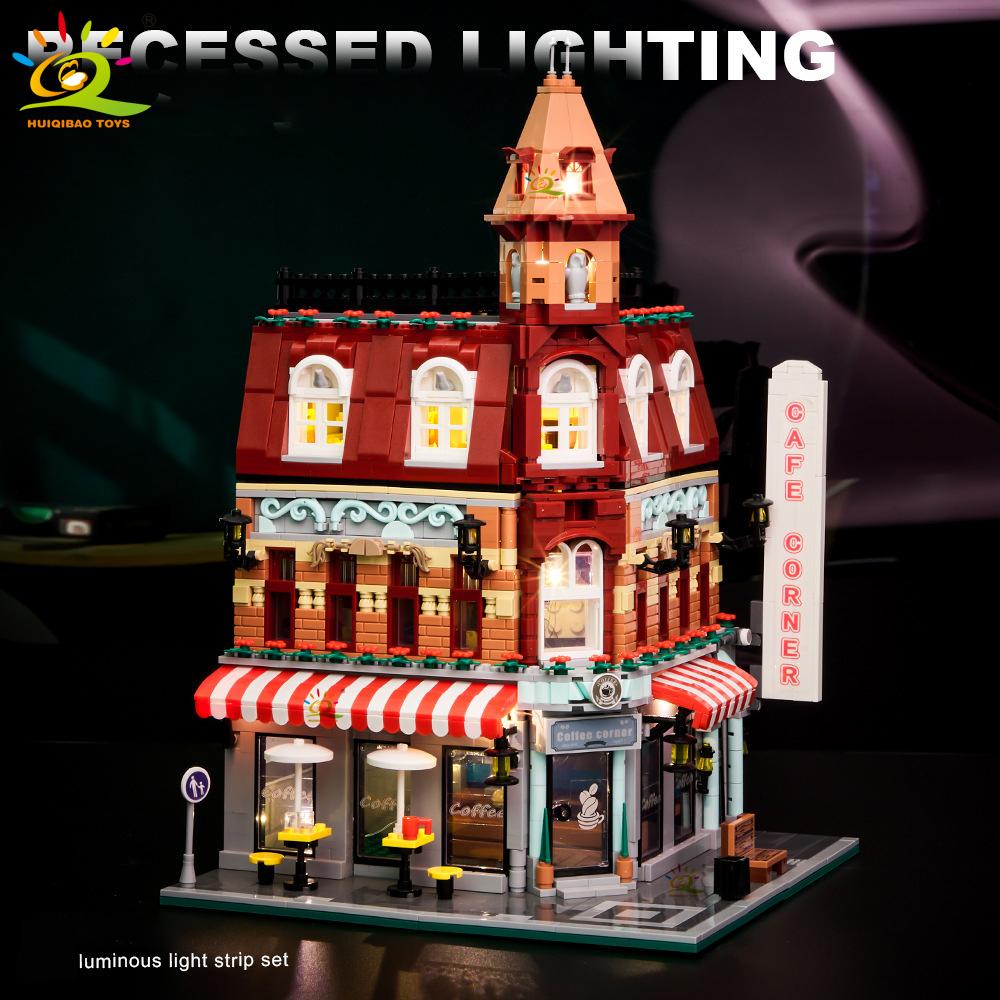 Нетоксичные игрушки Moc Городской Уголок Кофейня Архитектурный Стиль Уличный Пейзаж Микро Строительные Блоки Для Детей Строительные Кирпичики