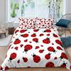 Ladybug Comforter Cover Set Ladybug On Green Leaf Duvet Cover Wild Wildlife Theme Microfiber Bedding Set 3pcs for Kids Teens