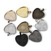 10pcs/lot 25mm Heart Cabochon Blank Alloy Base Pendant Cabochons Settings Gold Plated DIY Necklace Making
