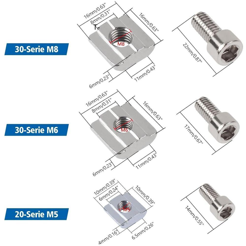 20pcs/bag Quality Stainless Steel European Standard Aluminum Profile Fasteners Reliable Connection Stable Structure Slider Nuts