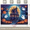 1 piece of Halloween castle polyester flag scary lanterns and haunted house design suitable for party decoration.PMJ