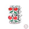 Медный кулон с бусинами Красный блестящий циркон Фрукт Клубника Вишня Для оригинального браслета 3 мм Женские изящные украшения