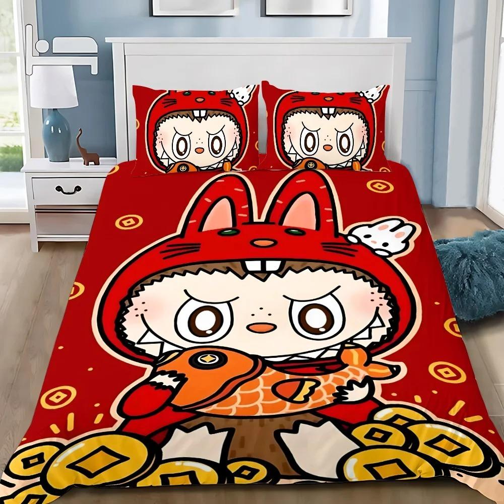 Милый 3D постельный комплект Labu из 2/3 предметов для спальни, Детский подарок, Подростковый, Взрослый, Микрофибра, Двуспальный, Пододеяльник на молнии, Декор комнаты