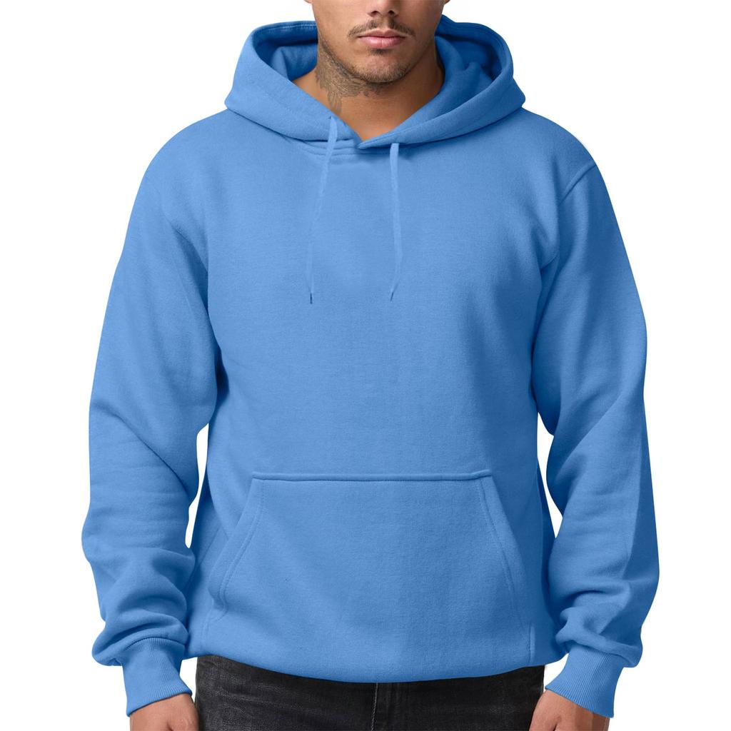 Men's Solid Color Fleece Hoodie Long Sleeve Pocket Loose Hoodie Top