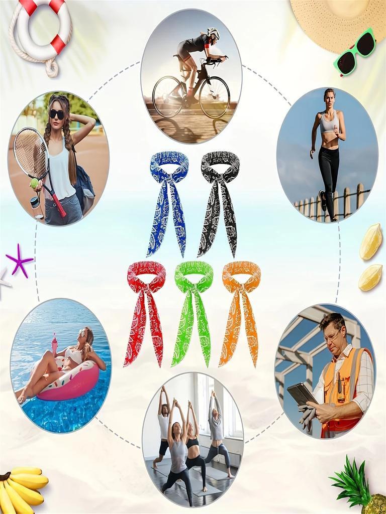 1-Pack Cooling Neck Scarf & Headband - Floral Paisley Pattern Scarf with Ice Water Soaking Feature Vibrant Designs Ideal for Hi