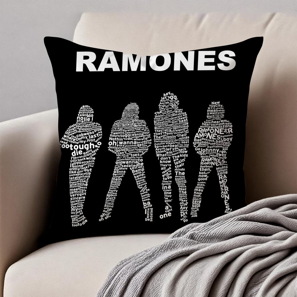 Band Punk RRamones Cushion Cover Pillowcase Antidustmite Invisible Zipper Short Plush Sofa Cushion