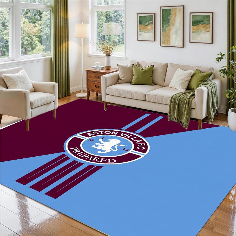 Aston Villa Football Design Crystal Velvet Rug Soft Decorative Mat for Bedroom Entrance