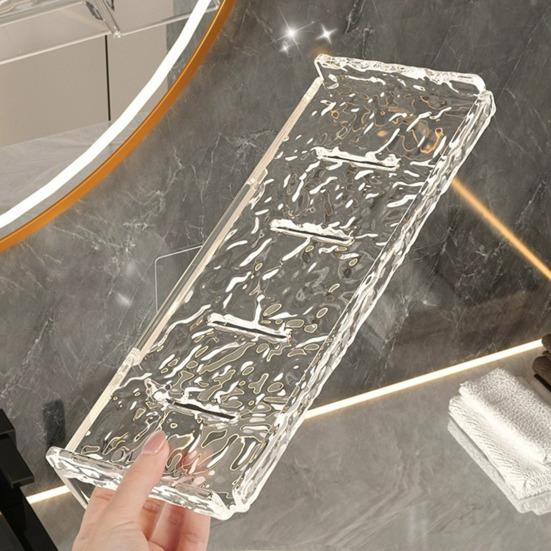 Стеллаж для хранения в ванной комнате, прозрачный акриловый волнистый дизайн, легко чистится, компактный настенный органайзер для мыла для ванной комнаты